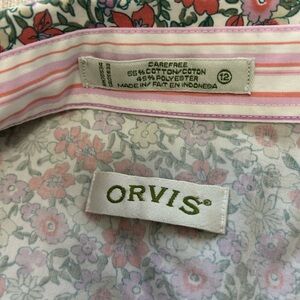 Orvis Pink and Green Floral Shirt